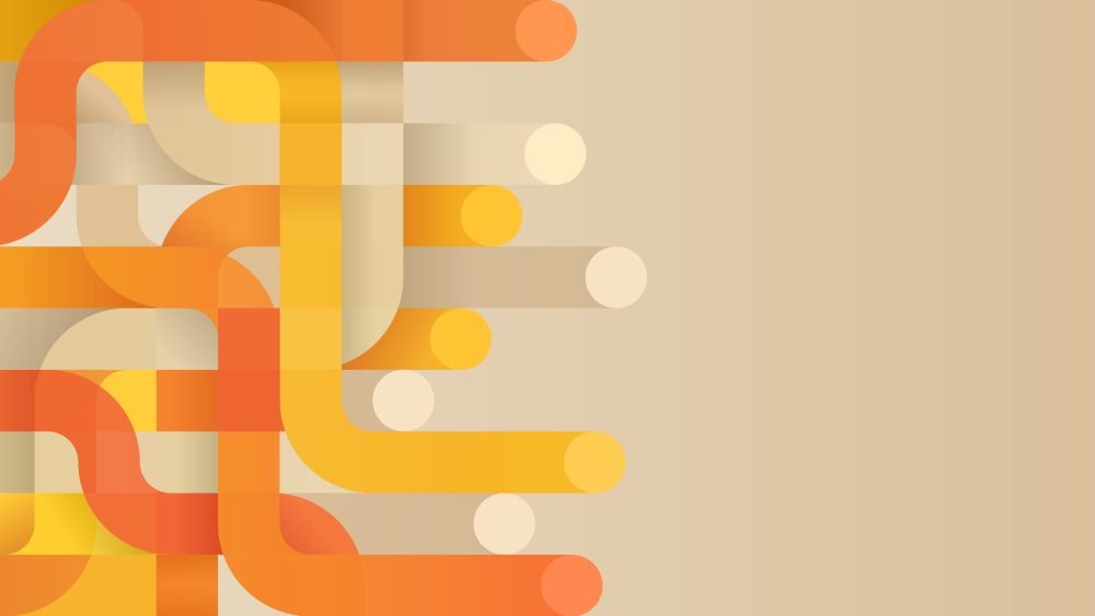 Abstract overlapping lines in yellow, orange and grey